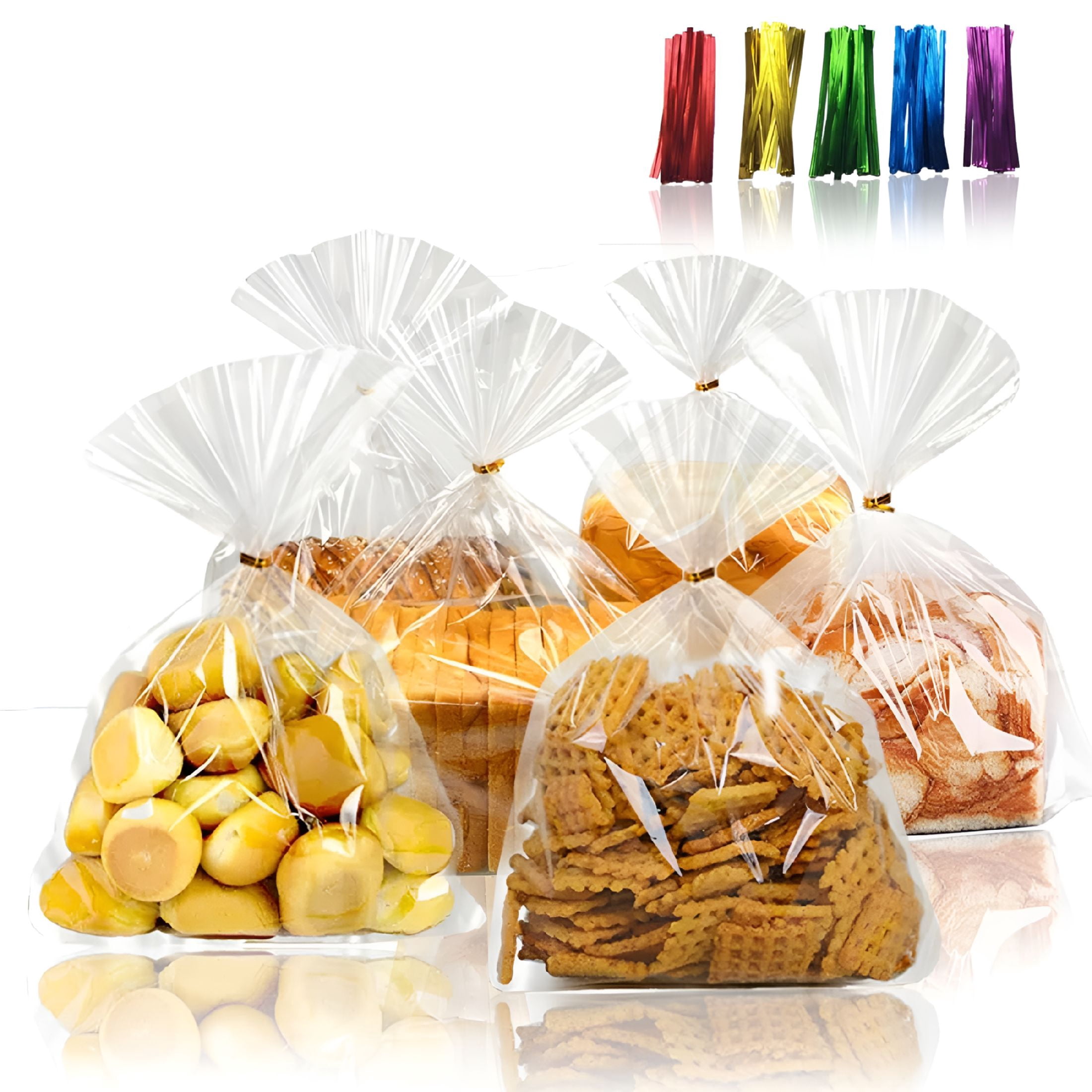 CCOCC Flat Bottom Cellophane Bags Clear Treat Bags 6x10 Inches 100 Pcs ...