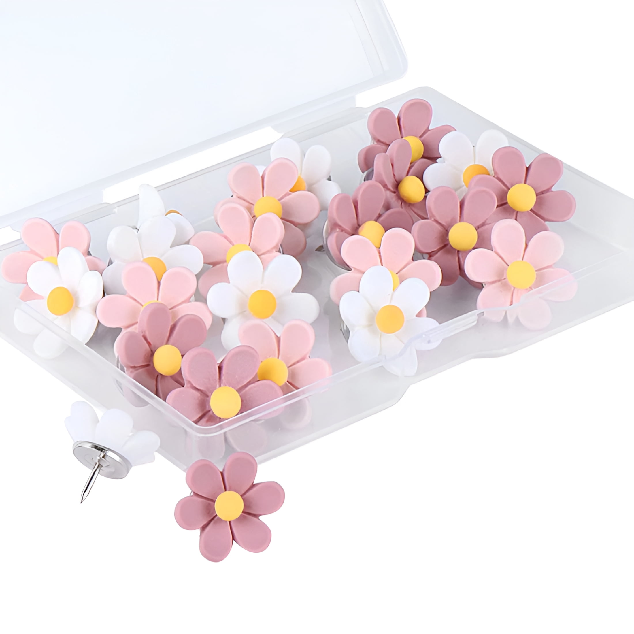 CCOCC Flower Push Pins,30Pc Push Pins for Cork Board Pink Decorative ...