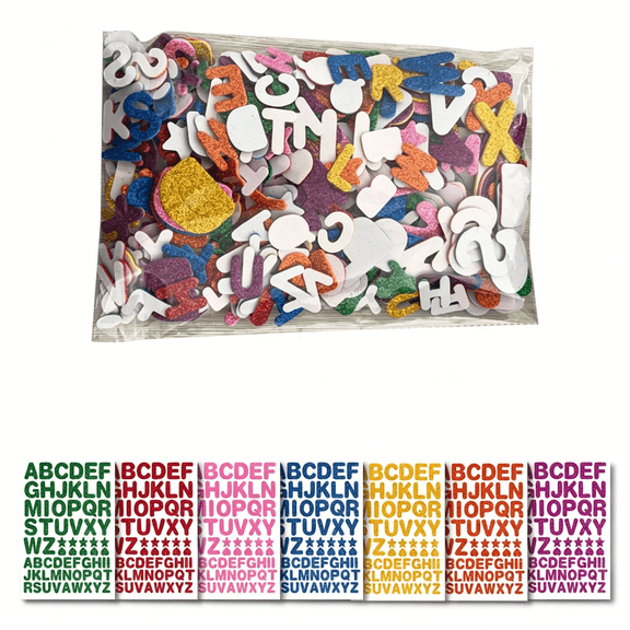CCOCC Foam Letter Stickers-448Pcs Alphabet Stickers Glitter Letter Sticker Self Adhesive 3D Abc Sticker for Crafts Scrapbooking Poster Letters School Project Diy(7 Colors)