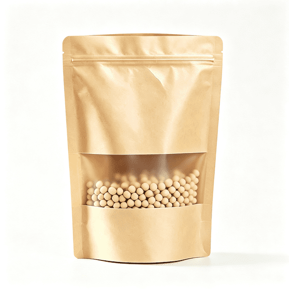 CCOCC Food Grade Kraft Paper Stand Up Bags with Clear Window 50 Pack,7.1X10.2" Resealable Eco Friendly Brown Packaging Pouches for Coffee Beans,Baked Goods,Retail Display,Small Business Storage