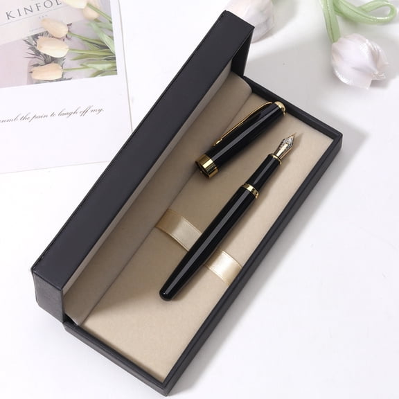 CCOCC Fountain Pen, Extra Fine Point Ink Pens, Black Gold - Refillable, Calligraphy, Smooth Writing Tool for Notes and Art