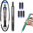 thumbnail image 1 of CCOCC Fountain Pen Retractable: 0.38mm Blue & Black Ink Transparent Barrel Includes 5 Refillable Ink Cartridges,Press Fine Nib Fountain Pen Set for Writing,Office (Black,Black), 1 of 7
