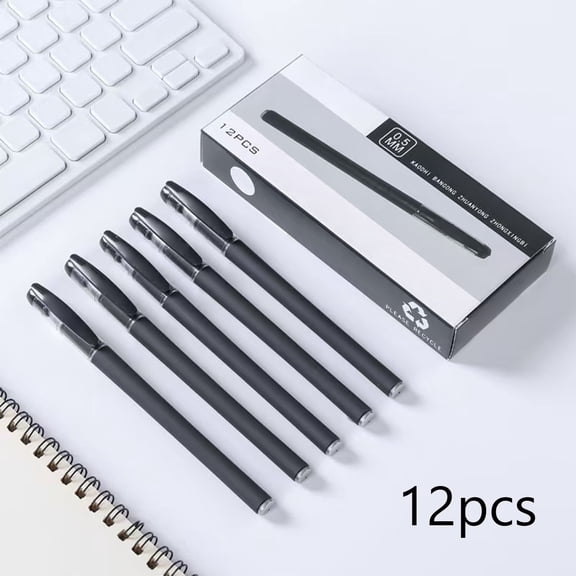CCOCC Frosted Unisex Office Pen Set,Ballpoint Ink Pens for Students and Professionals,Black Carbon Ink Pens in 12-Pack Box,Smooth Writing Business Pens