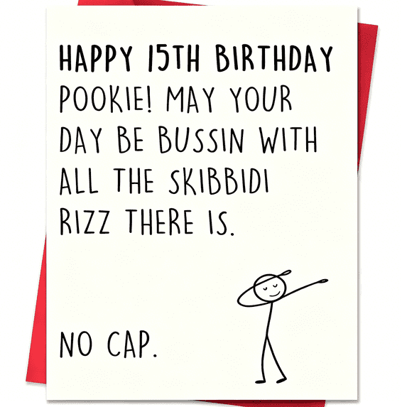 CCOCC Funny 15Th Birthday Card,15 Year Old Birthday Gifts & Decorations for Boys Girls Son Daughter,Hilarious 15Th Birthday Card for Teenagers with Slang Meme-Inspired Design