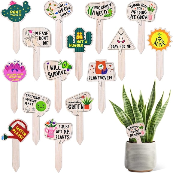 CCOCC Funny Plant Labels-15 Pack Garden Markers for Succulent Flowers,Greenery,Seedling Plants-Waterproof,Outdoor/Indoor Patio Tags,Garden Stakes Plant Markers
