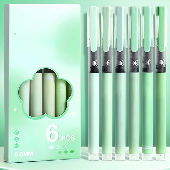 CCOCC Gel Ink Pen with Direct Liquid Filling 6 Pcs High Capacity Ink Pen 0.5Mm Anti-Fall Bullet-Shaped Nib Smooth Writing for Journaling Office Exam Student Pen Business Signature Green