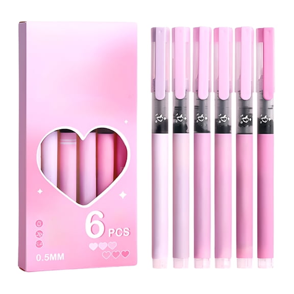 CCOCC Gel Ink Pen with Direct Liquid Filling 6 Pcs High Capacity Ink Pen 0.5Mm Anti-Fall Bullet-Shaped Nib Smooth Writing for Journaling Office Exam Student Pen Business Signature Pink