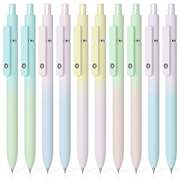 CCOCC Gel Pens Black Ink,10 pcs Click Black Gel Pens,0.5mm Fine Point Pen Set,Pretty Bulk Pens for Journaling,Quick-drying Smooth Writing Aesthetic Pens for Women