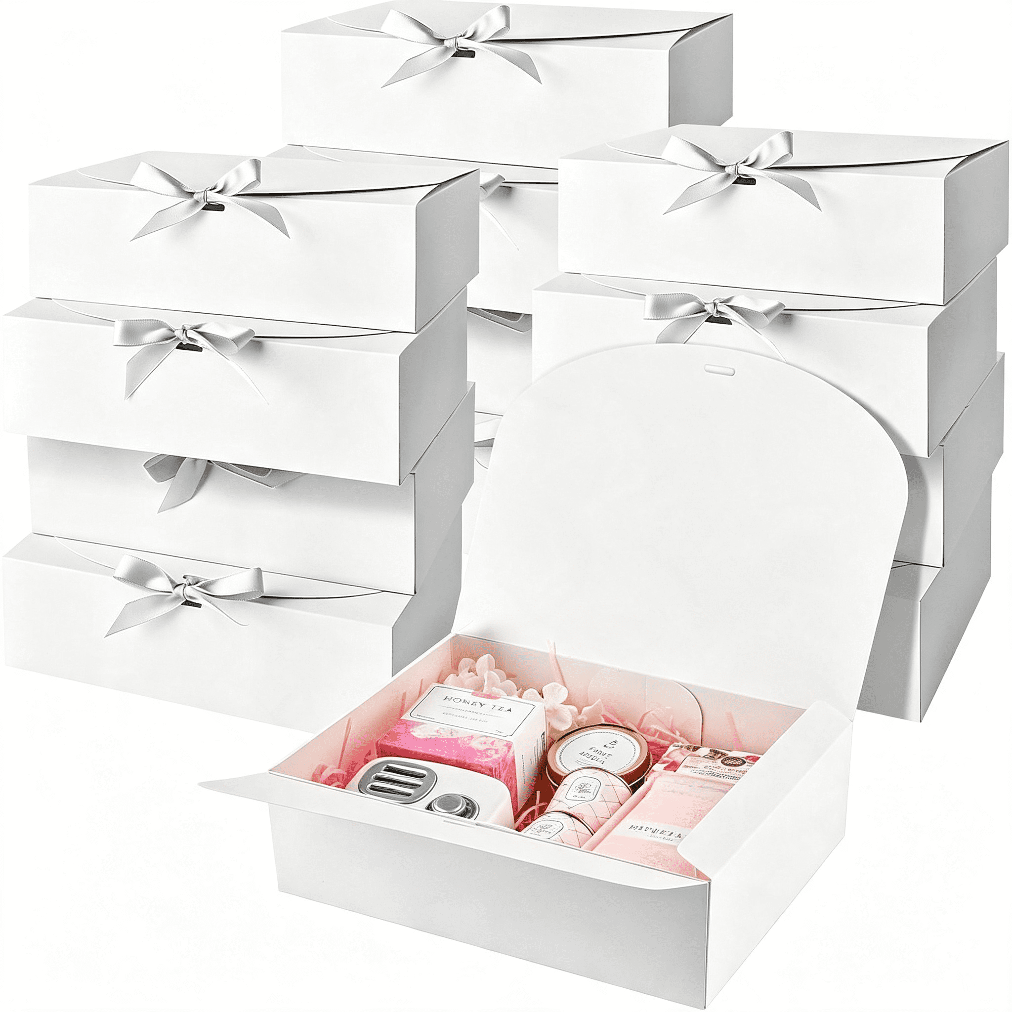 CCOCC Gift Boxes with Lids, 12 Pack, 10.6 X 7.8 X 3.1 Inch, White ...