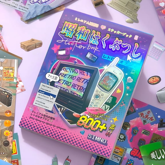 CCOCC Girl's Japanese Retro Sticker Book - 800+ Cute Old Showa Style Items Stickers for DIY Scrapbooking Journaling Handbook Decoration