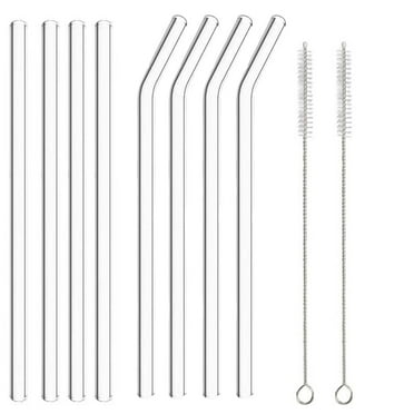 CCOCC Glass Straws,Ergonomically Designed Curved Glass Straws,Shatter-Resistant Crystal Clear Drinking Straws,Reusable Straw for Eco-Friendly Lifestyle