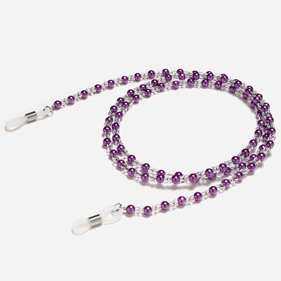 CCOCC Glasses Strap,Acrylic Pearl Spacers and 70cm Anti-Loss Cord Eyeglasses Strap,Soft Silicone Anti-Slip Sleeves Eyeglass Chains for Women,Purple