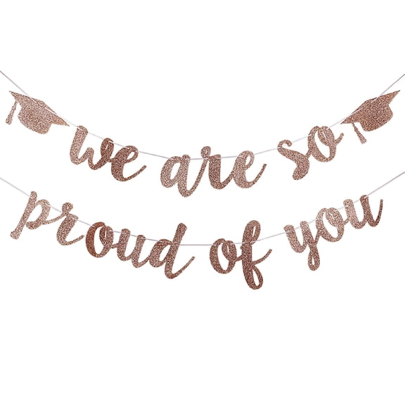 CCOCC Glittery Congrats Banner,Graduation Party Sign,We are So Proud of You Banner Decorations,Rose Gold
