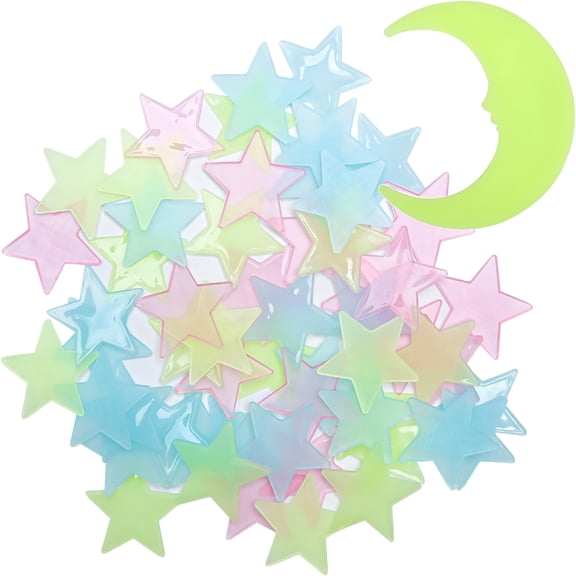 CCOCC Glow in the Dark Stars for Ceiling,200 Piece 3D Luminous Star and Moon Wall Stickers for Kids Bedroom&Nursery Dcor,Multicolor Glowing Room Decorations,Easy Peel&Stick