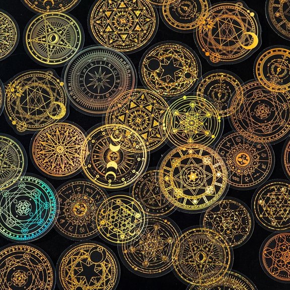 CCOCC Gold Holographic Stickers, 90Pcs Magic Constellat Astronomy Stickers for Scrapbooking Journaling Collage Junk Journal Diary Planner Card Making Envelope Diy Art Crafts Photo Album