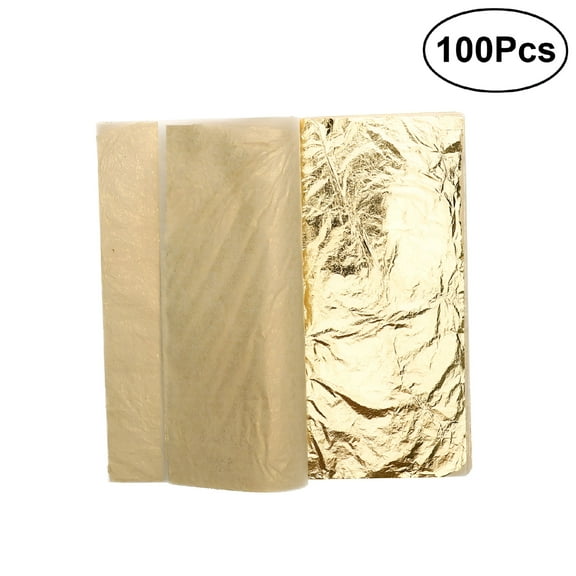 CCOCC Gold Leaf Sheets 100 Metallic Foil Paper Sheets for Wall,Statue,Furniture,Nail 5.51"X5.51"LxW