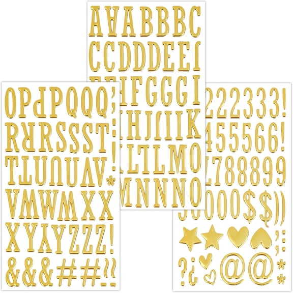 CCOCC Gold Puffy Letter and Number Stickers,3 Sheets Retro Serif Golden Foam Stickers,1 in 3D Alphabet Decals for Scrapbook Stickers,Graduation Cap Decor,Diy Crafts