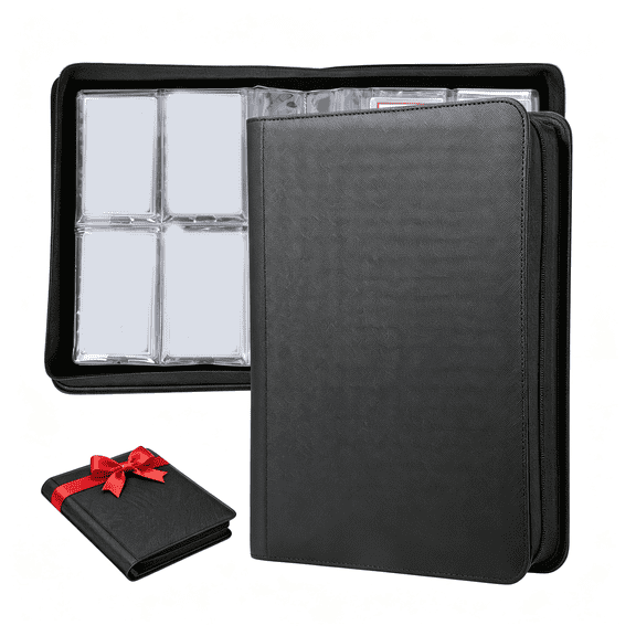 CCOCC Graded Card Binder,4-Pocket Slab Binder for Psa,Cgc Graded Cards Holder,Pu Leather Waterproof Storage Album Slab Binder (40 Pockets,Black)