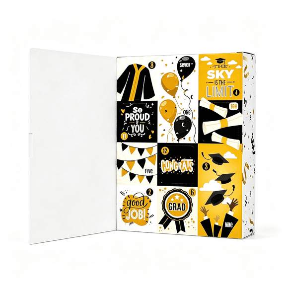 CCOCC Graduation Gift Advent Calendar Empty Fillable Box, 12 Day Countdown Surprise Box with Compartments, Diy Graduation Gift for Friends Family (1 Pc)