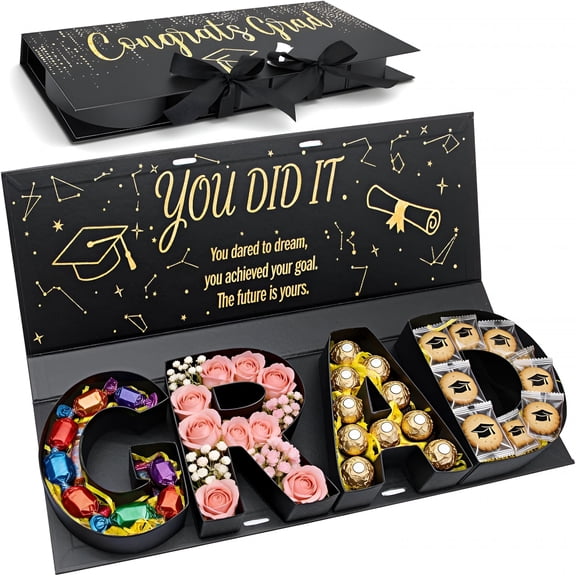 CCOCC Graduation Gift Box,Letter Shaped Fillable Cardboard Box for Graduation Gifts,Snacks,Flowers&More,Includes Ribbon and Raffia,Diy Graduation Gift Ideas Boxes,Perfect Graduation Decor