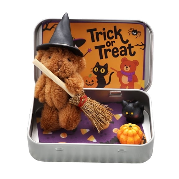 CCOCC Halloween Funny Trick Or Treat Box,Mini Halloween Candy Box with Witch Bear,Unique Gift Box for Halloween (3.7X2.4 Inch)