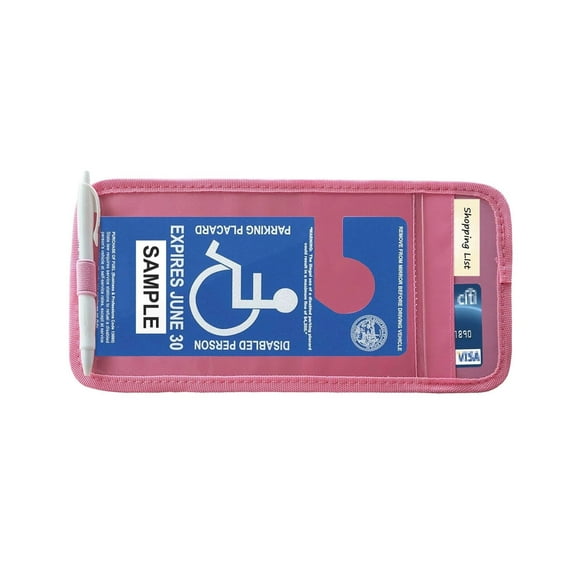 CCOCC Handicap Placard Holder,Car Visor Clip Sign Holder,Secure Storage Practical Use Brochure Holder,Pink