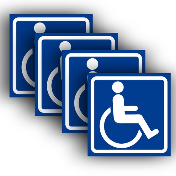 CCOCC Handicap Signs Stickers Decal Symbol - 4 Pack Reflective Silver 6X6" - Premium Self-Adhesive Vinyl, Decal, Laminated for Ultimate Uv, Scratch and Fade Resistance, Indoor & Outdoor