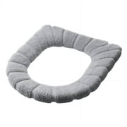 CCOCC Heated Toilet Seat,Fleece-Lined and Thickened Toilet Seat,Toilet Seat Round with Belt Handle,Solid gray