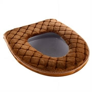 CCOCC Heated Toilet Seat,Gingham Thickened Toilet Seat,Zipper Type Toilet Seat Round,Dark Brown