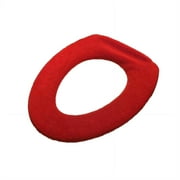 CCOCC Heated Toilet Seat,Solid Colour Plush Toilet Seat,Winter Thickening Toilet Seat Round,Red