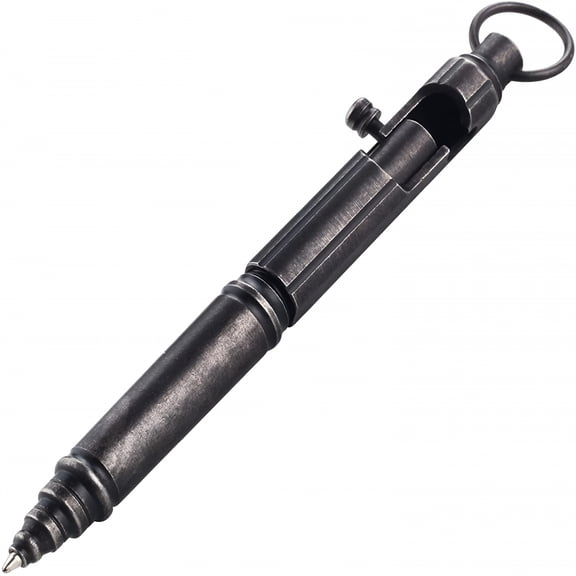 CCOCC Heavy Duty Stainless Steel Bolt Action Pen, 316L Anti Skid EDC Ballpoint with Standard Refill, Fidget Pen for Tremor Parkinson Arthritic Hands, PVD Black Finish, Office Home Gift