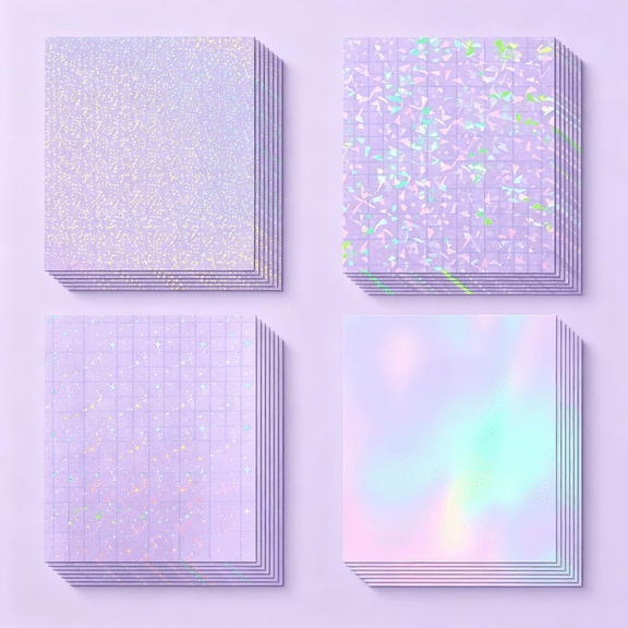 CCOCC Holographic Laminate Sheets Clear Self Adhesive Sticker Paper Transparent Waterproof Laminating Sheets Holographic Vinyl Overlay Stickers Crafts Photos 8.5X11 Inch 4 Styles