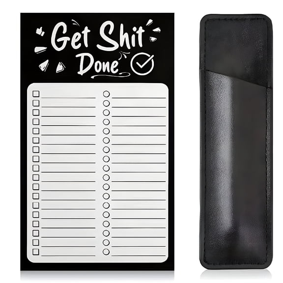 CCOCC Home Decor Magnetic Fridge Notepads For Grocery List, Shopping List To Do List Reminders Recipes Magnetic Back Memo Notepad With PU Leather Pen Holder