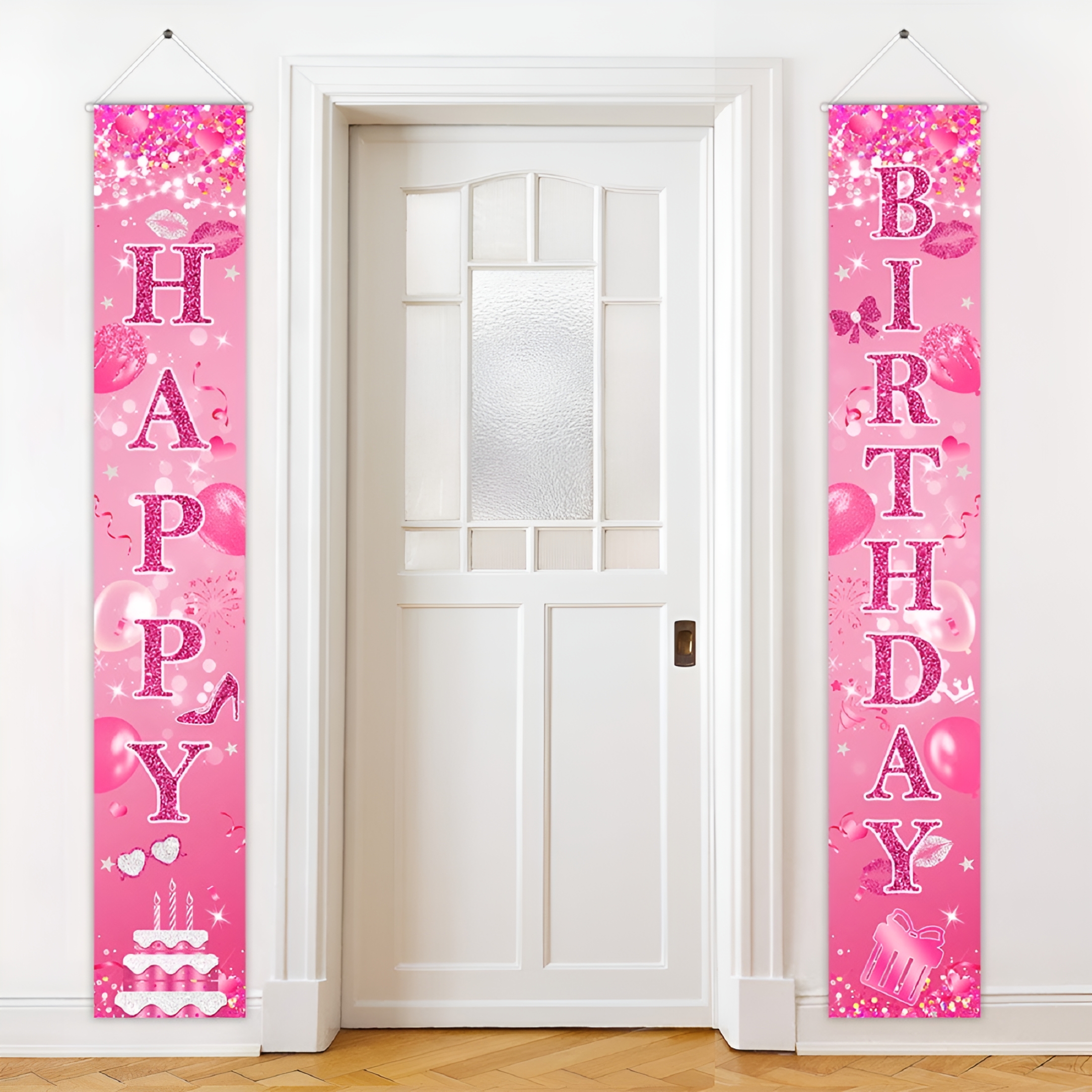 CCOCC Hot Pink Birthday Banner Happy Birthday Decorations for Girl Pink ...