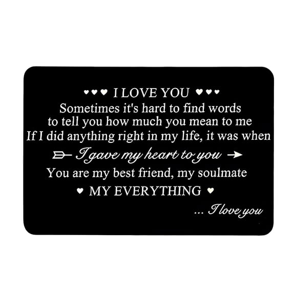 CCOCC Idea for Boyfriend Engraved Wallet Insert,Anniversary Card for Men,I Love You,Metal Wallet Card Insert,Mini Love Note,Anniversary Card from Wife,Anniversary Cards for Husband,Deployment Idea