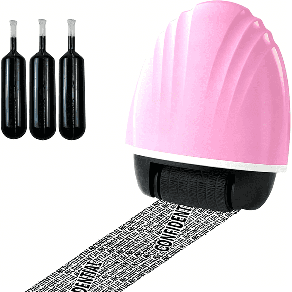CCOCC Identity Protector Roller, Social Security Card Protector, Confidential Stamp Help Safeguard Your Personal Information- Pink with 3 Refills