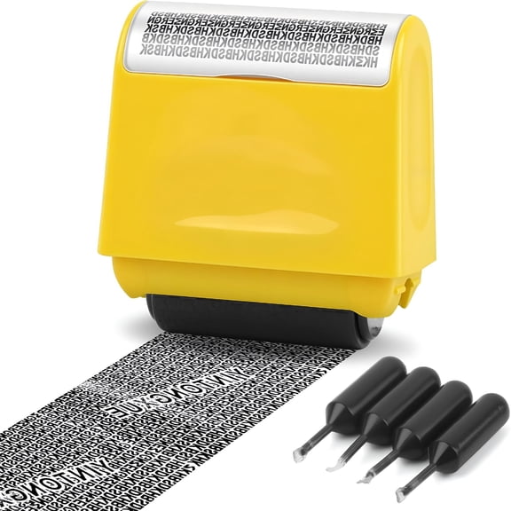 CCOCC Identity Theft Protection Roller Stamp, Confidential Stamp, Address Blocker Roller Stamps for Your Privacy and Security (4 Refill Ink Included)