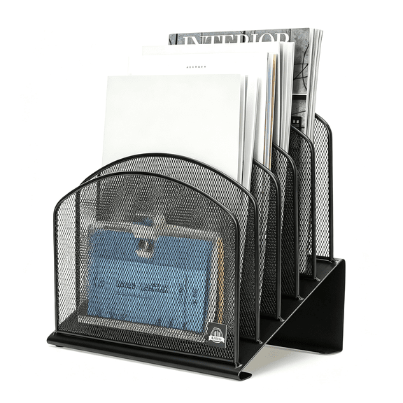 CCOCC Inclined Desk File Organizer,Vertical File Folder Holder Stand Metal Rack File Sorter for Office Classroom Desktop Organization, Vertical File Folder Holder Stand Metal Rack File Organizer