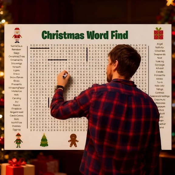 CCOCC Jumbo Thanksgiving Word Search Poster,Giant Holiday Word Search Wall Poster for Thanksgiving and Christmas,36"X 24" Wall Game with 50 Words for Family Holiday Party Activity