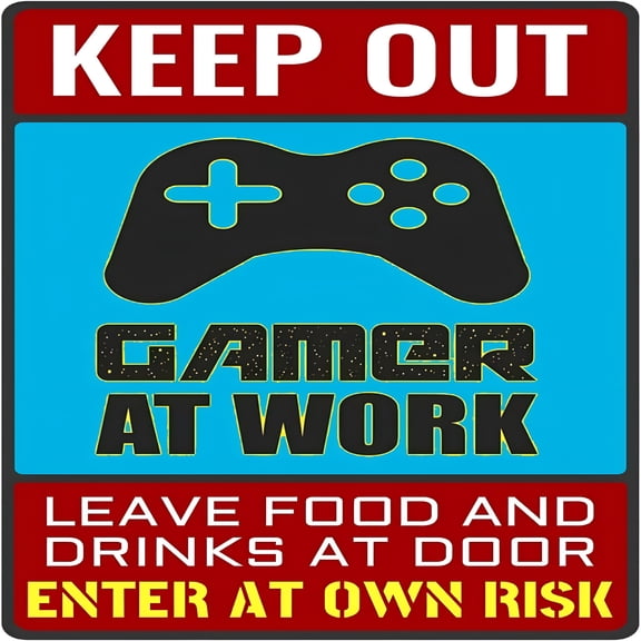CCOCC Keep Out Gamer at Work Sign - Cool Gaming Poster for Game Room Decor and Boys Room Setup - Teens Cool Gamer Stuff 12" * 8"