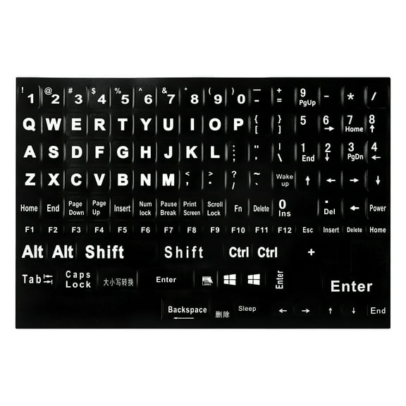 CCOCC Keyboard Stickers,English Keyboard Replacement Sticker with Black Background and White Big Lettering for Computer Notebook Laptop Desktop Keyboards,Matte Alphabet Sticker