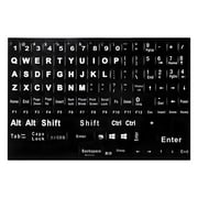 CCOCC Keyboard Stickers,English Keyboard Replacement Sticker with Black Background and White Big Lettering for Computer Notebook Laptop Desktop Keyboards,Matte Alphabet Sticker