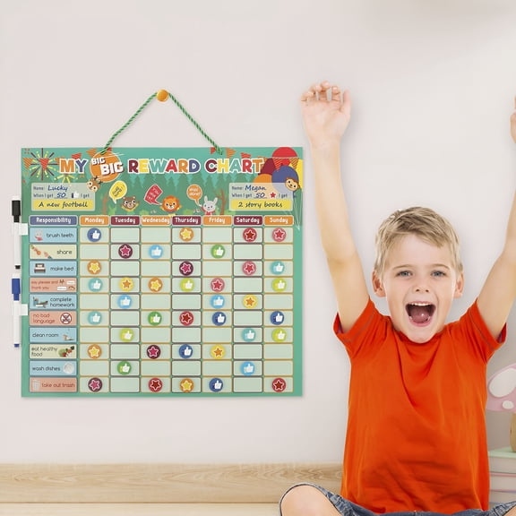 CCOCC Kids Reward Chart Magnetic Behavior Chore Board Incentive Behavior Chart with 155 Magnets for Kids Toddlers Learning Responsibility Behavior Chart for Kids at Home