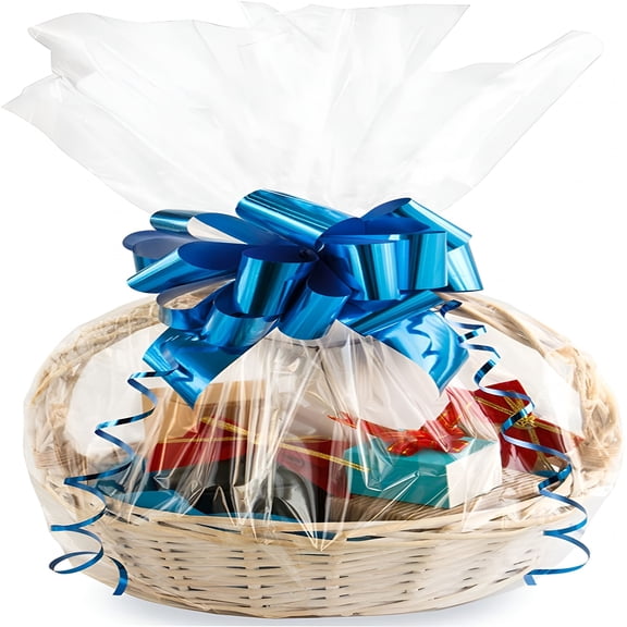 CCOCC Large Cellophane Bags,30X40 Inches Clear Basket Bags Plastic Wrap for Gift Baskets Packaging 10 Pieces