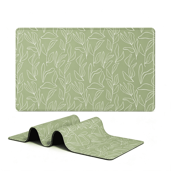 CCOCC Large Desk Pad-Xxl Xl Extended Gaming Mouse Pad,Office&Home Mat,Long Keyboard Cover,Desktop Full Cover 31.5 X 11.8"Es,Minimalist Green Leaf