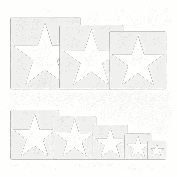 CCOCC Large Star Stencil for Painting Template 5 Point Star Template Reusable Plastic Stencils,For Home Decoration Arts Paper Fabric Flag,Versatile Star Stencil(8 Sizes)