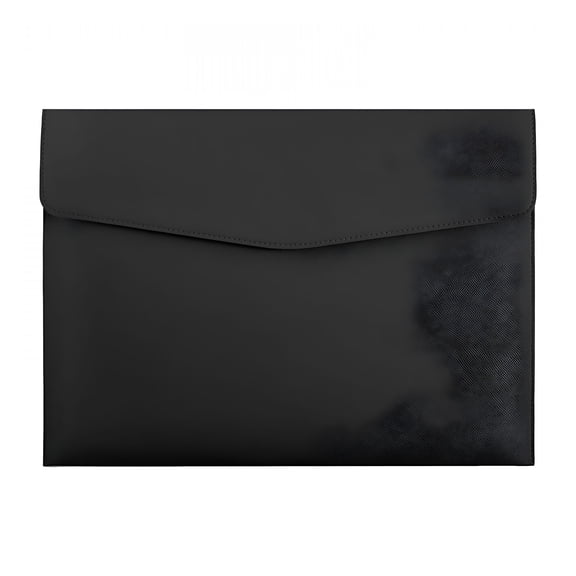 CCOCC Leather Document Folder Portfolio Folder for Document A4 Envelope File Holder, File Folder Case Organizer Tablet Sleeve with Invisible Snap Closure for Office Business (Black)