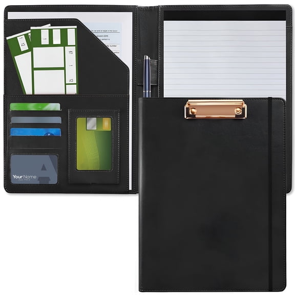 CCOCC Leather Portfolio Binder Padfolio,Business Resume Clipboard Portfolio Folder for Legal Pad Holder,A4 Document Organizer Padfolio,Black