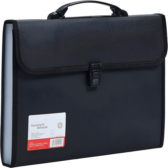 CCOCC Legal Size 13 Pocket Accordian File Organizer Expanding File Folder for FC A4 Paper,Briefcase File Case with Durable Handle & Buckle Closure for School Home Business (Black)