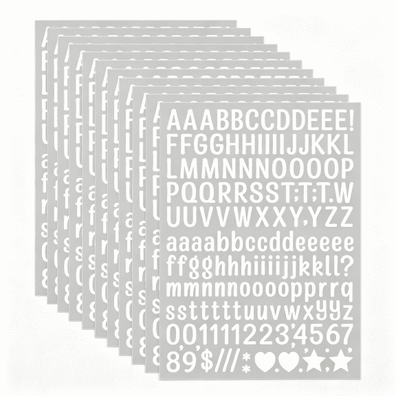 CCOCC Letter Stickers 12 Sheets 0.5 Inch Mini Alphabet Stickers,Letter Number Symbol Decals,Uppercase Lowercase Abc Stickers for Notes,Cute Diy ActivitiesWhite